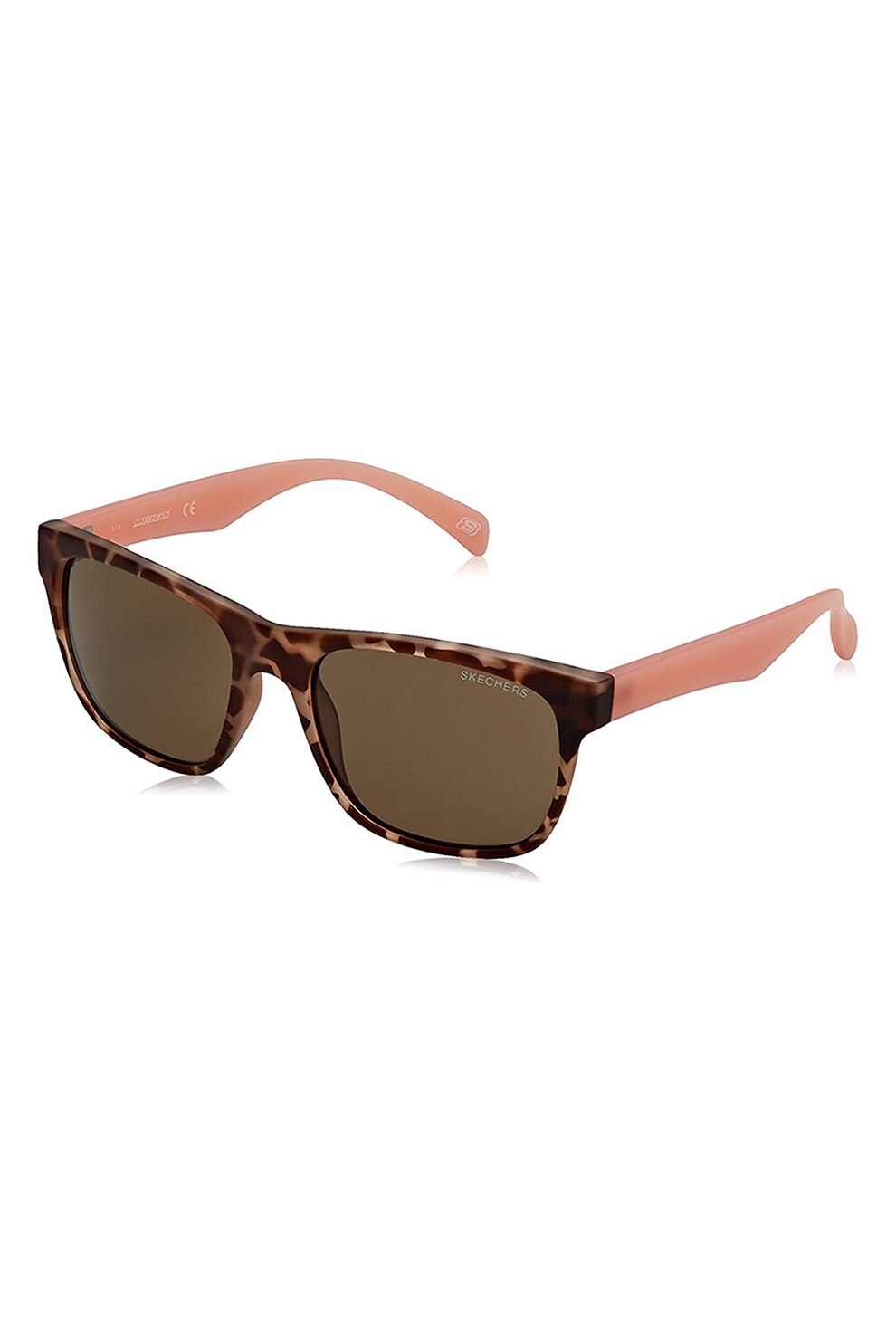 Skechers, Ochelari de soare patrati cu aspect tortoise, Negru/Oranj, 55-18-145 Standard