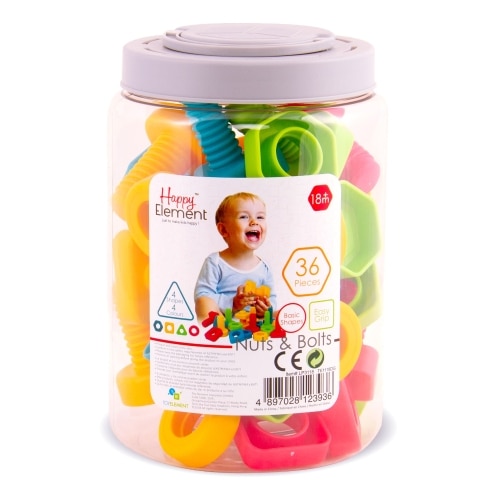 Set de constructie Imaginarium Twist & Twist cu 36 de piese suruburi si piulite, 4 culori si 4 forme geometrice diferite