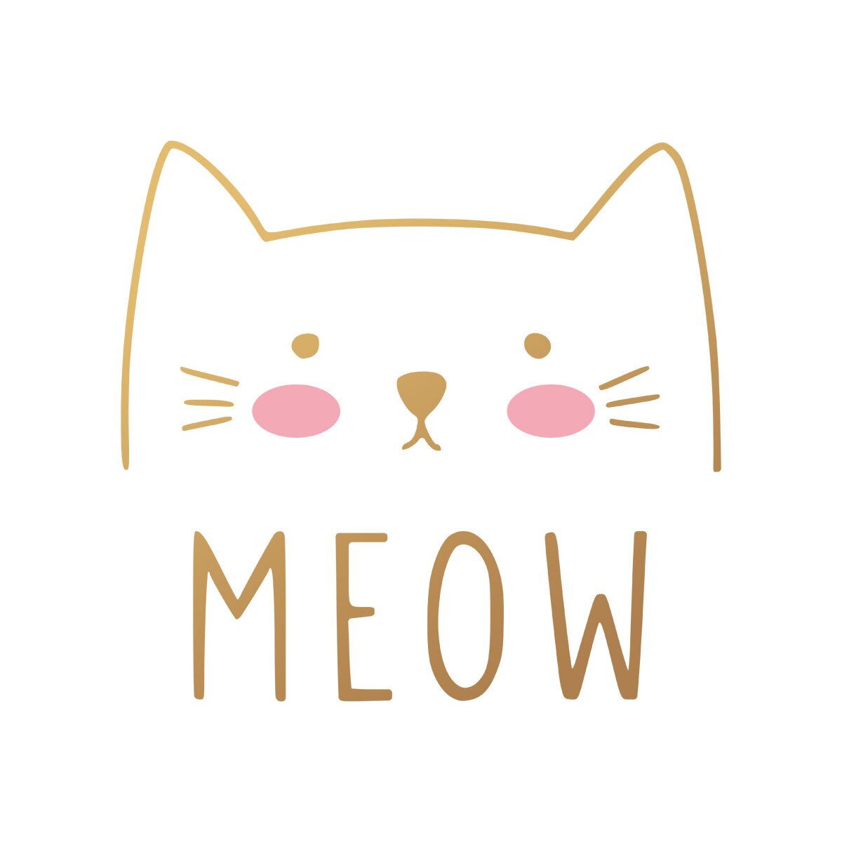 Sticker Autocolant Decorativ Perete Pisica “Meow”, 47×44 cm, Auriu, Oracal