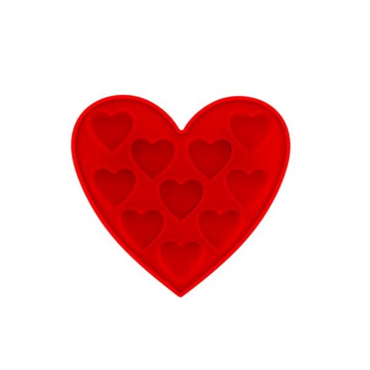 Cutie pentru gheata Fresh Love, Erotica, silicon, inimioare, 10 bucati