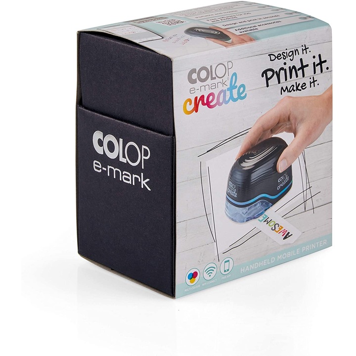 Маркиращ мини принтер Colop e-mark create, Wi Fi, За всякакви негланцирани повърхности, Черен