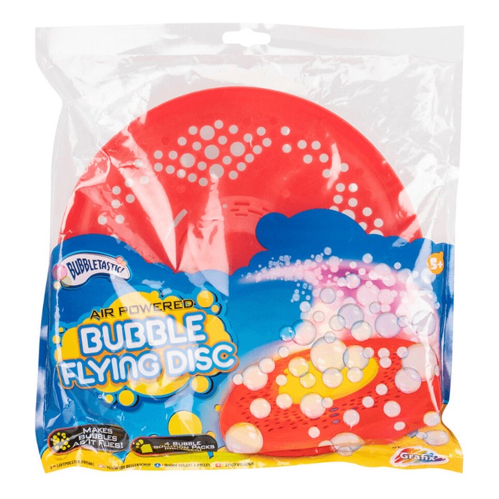 Set frisbee cu balonase de sapun, rosu, Grafix, R05-0520