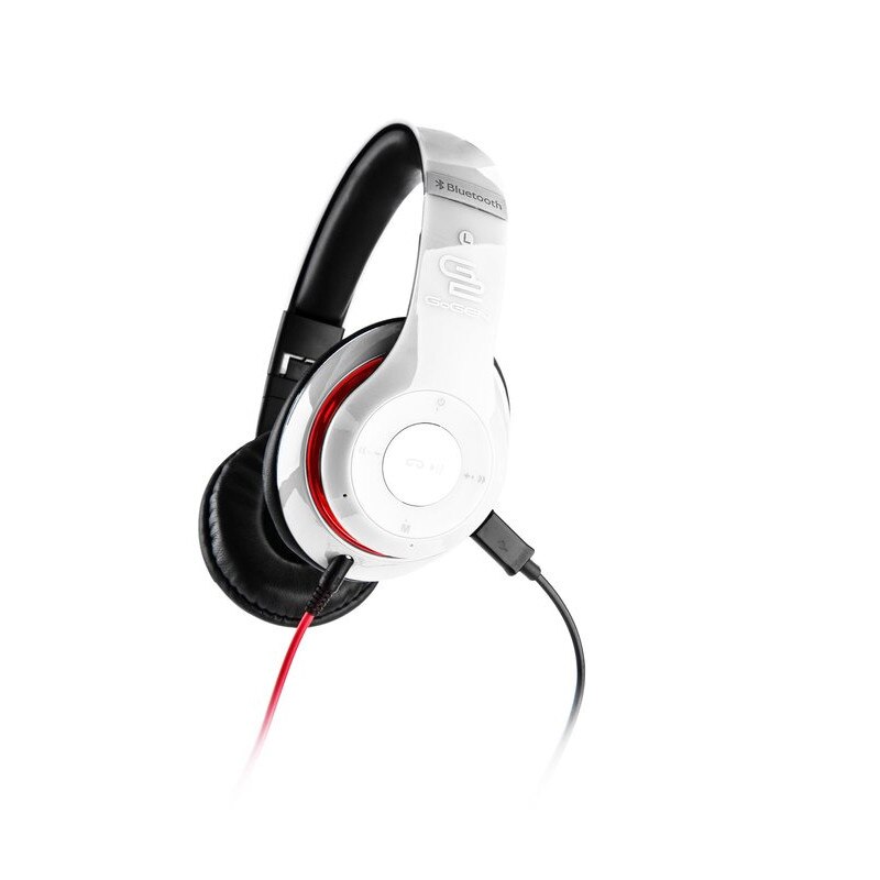 Casti audio fara fir GoGEN HBTM 41WR, Bluetooth, radioFM incorporat, microfon, alb cu rosu