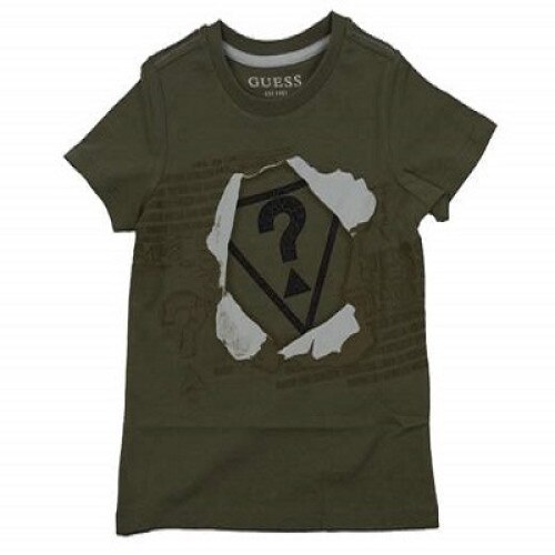 Tricou baieti Guess, kaki cu logo