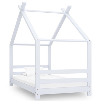 Cadru de pat pentru copii din lemn masiv de pin, vidaXL, Lemn, 166 x 88 x 147.5 cm, Alb Cadru de pat pentru copii din lemn masiv de pin, vidaXL, Lemn, 166 x 88 x 147.5 cm, Alb