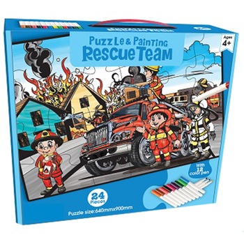 Puzzle de colorat Mappy - Echipa Pompierilor, 24 piese, 12 culori incluse Puzzle de colorat Mappy - Echipa Pompierilor, 24 piese, 12 culori incluse