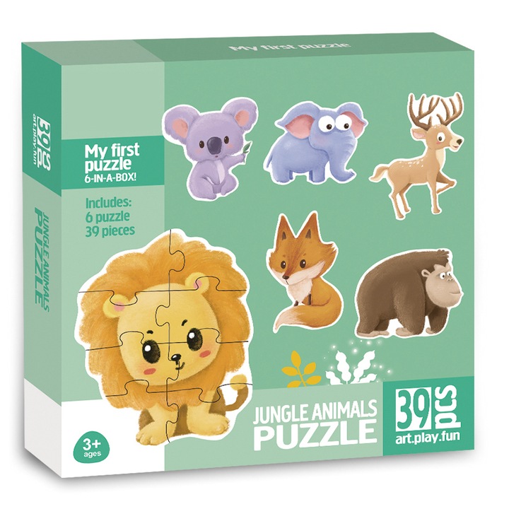 Puzzle Mappy Baby Jungle, 6 in 1, 39 piese