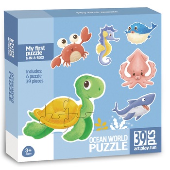 Puzzle Mappy Baby Ocean, 6 in 1, 39 piese Puzzle Mappy Baby Ocean, 6 in 1, 39 piese