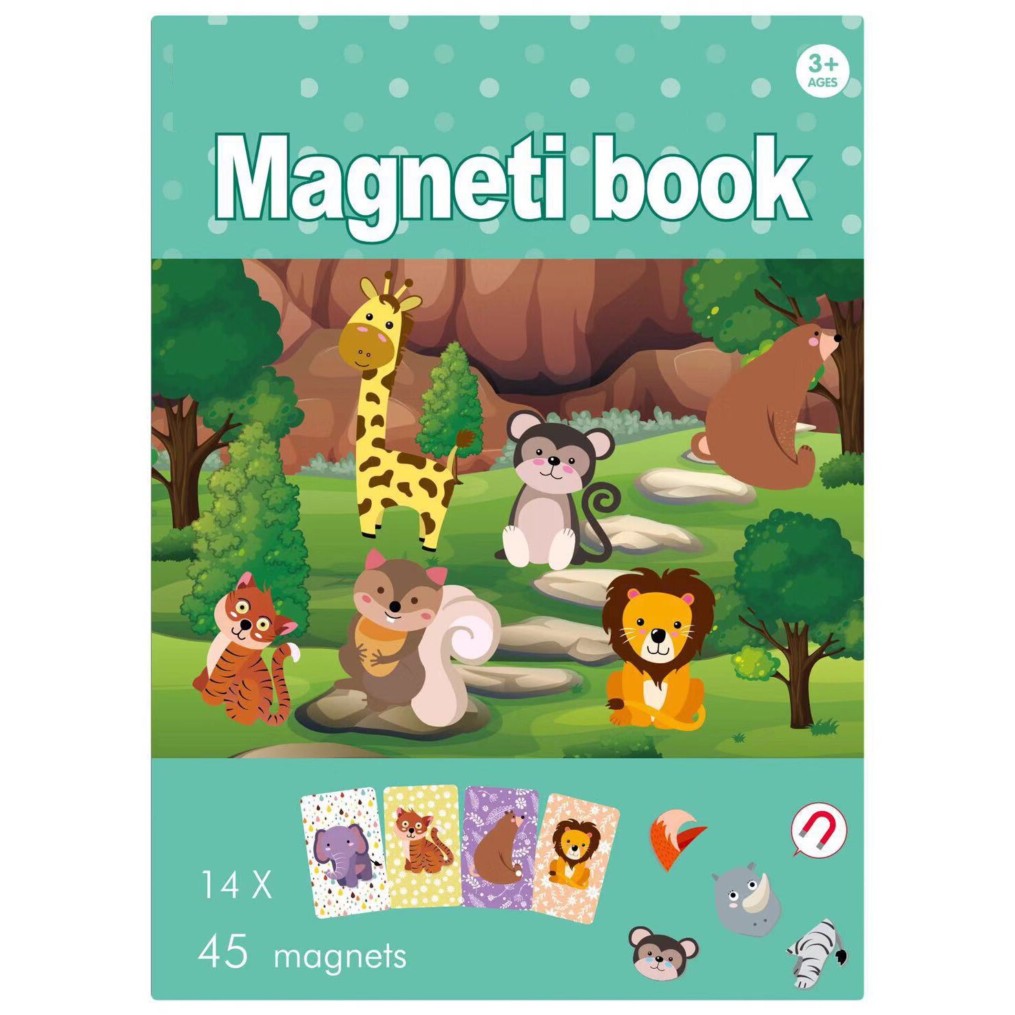Carte magnetica puzzle Mappy - Lumea animalelor, 45 piese