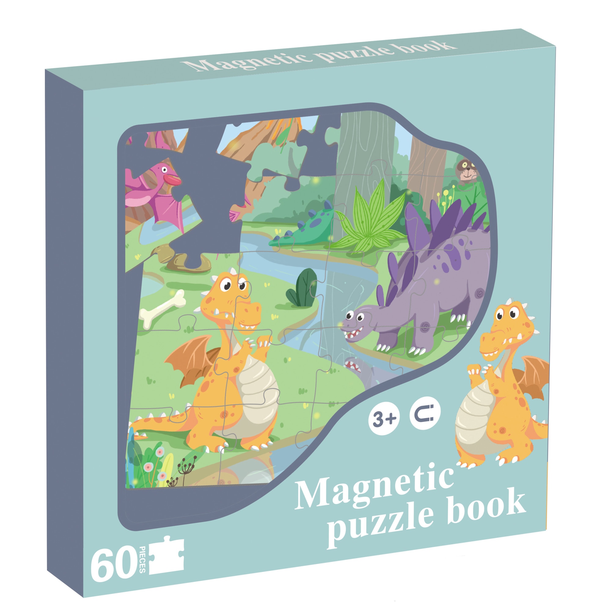 Joc magnetic Mappy - Lumea dinozaurilor, 60 piese