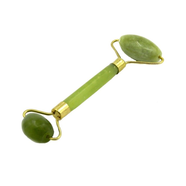 Rif Refco arcmasszírozó készülék 2 natúr jade görgővel, arc- és testmasszírozáshoz ránctalanító, sötét karikák ellen, stresszoldó, lifting és arckezelésekhez