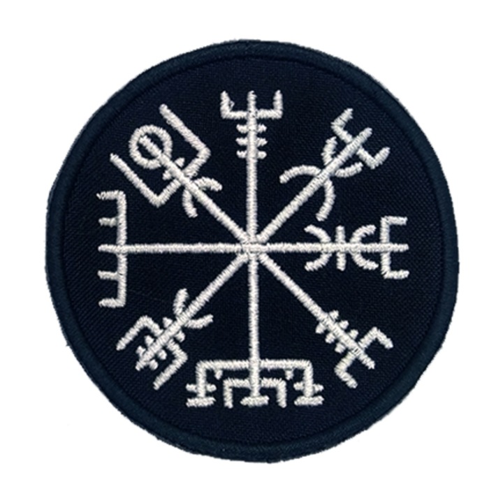 Бродирана емблема, викингски символ Vegvisir 8x8cm
