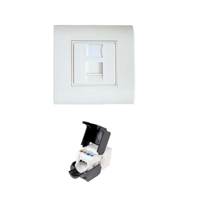 Priza simpla 1 port voce/date cat6A 10Gb 500Mhz LanKATT neecranata 1 x RJ45 - 80x80, UTP, modulara, Autosertizare (toolless), echipata, ST, montaj ingropat (sub tencuiala) - 10 Gigabit 500Mhz