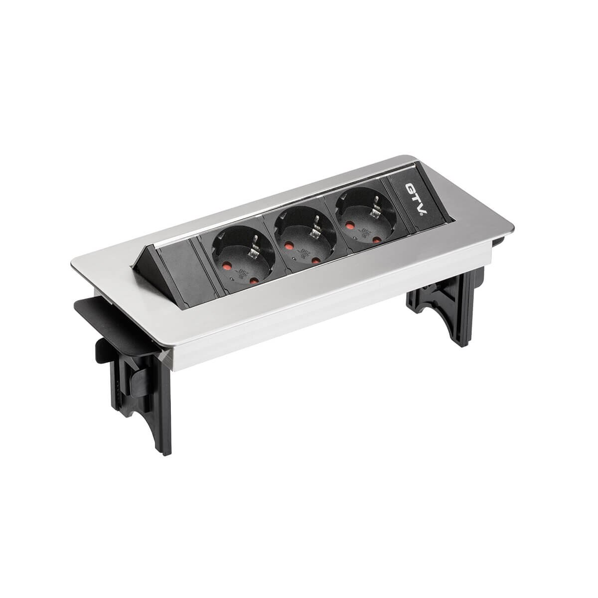 Priza incorporabila 3xSCHUKO inox, cablu inclus