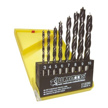 Set 8 burghie pentru lemn, tip HSS, 3 - 10 mm Set 8 burghie pentru lemn, tip HSS, 3 - 10 mm