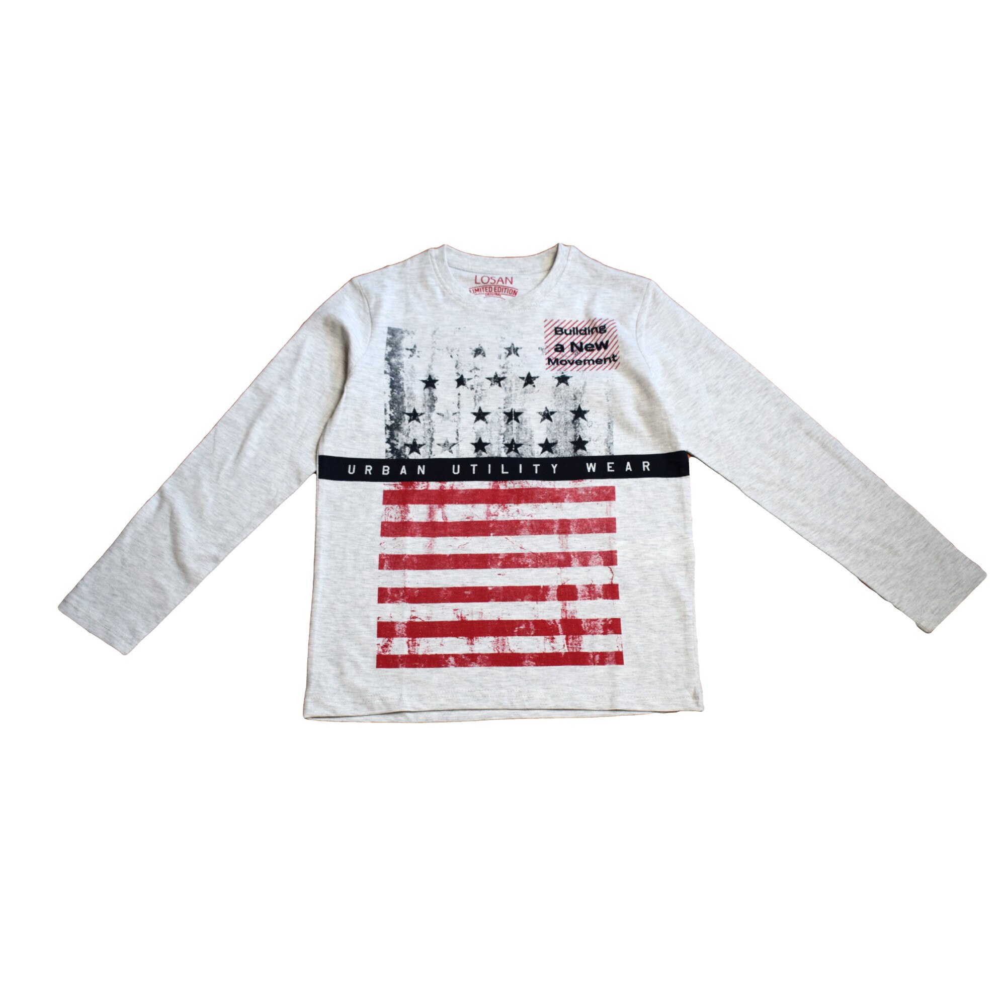 Bluza sport cu dungi, Losan, gri deschis