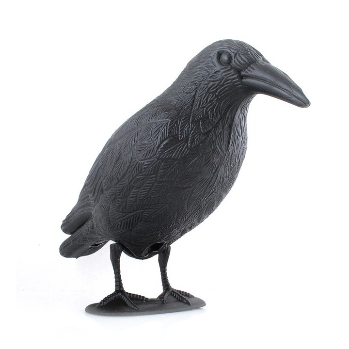 Iso Trade Holló alakú madárijesztő madarak ellen, 40 x 20 cm, Műanyag, Fekete