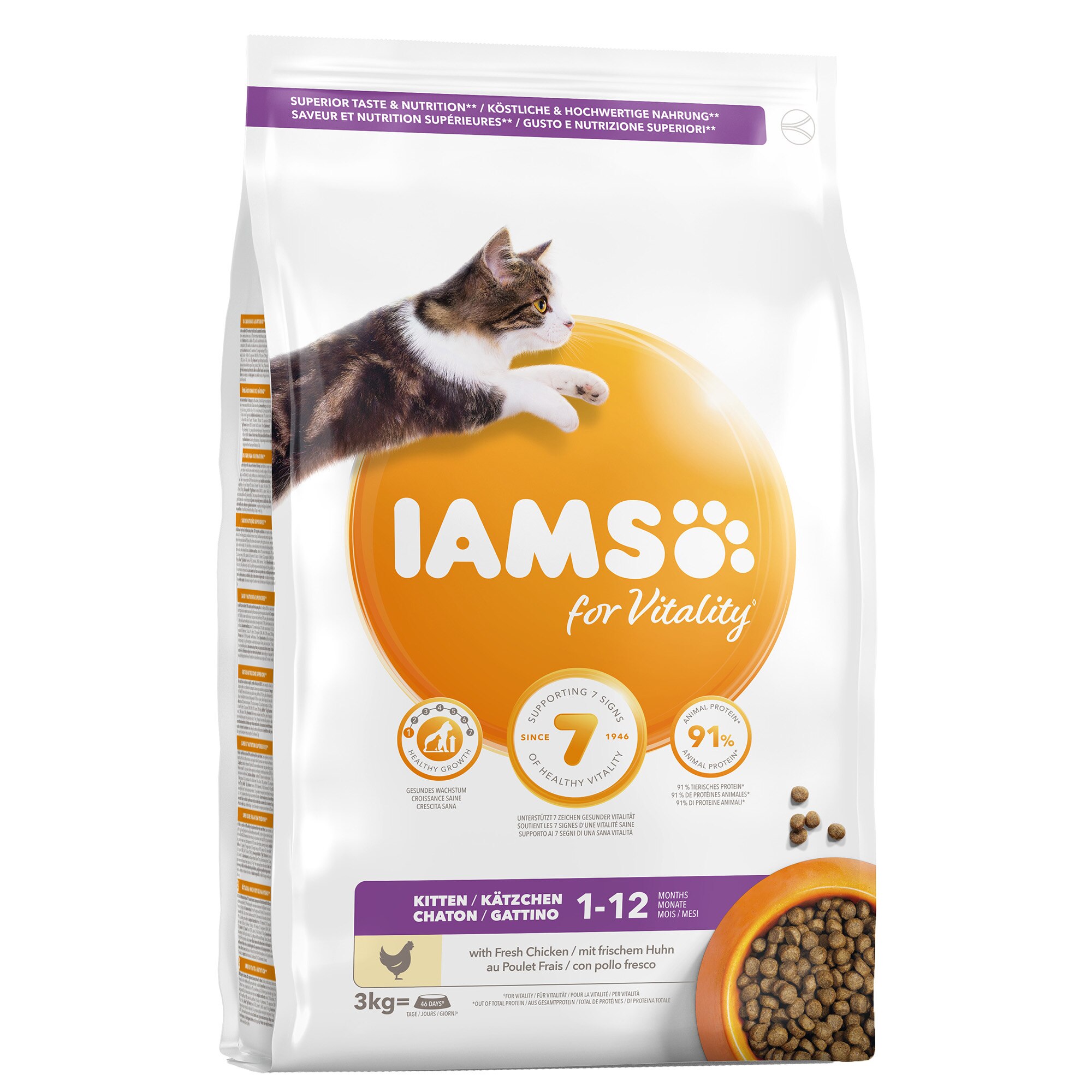 Hrana uscata pentru pisici IAMS Vitality, Kitten, 3Kg