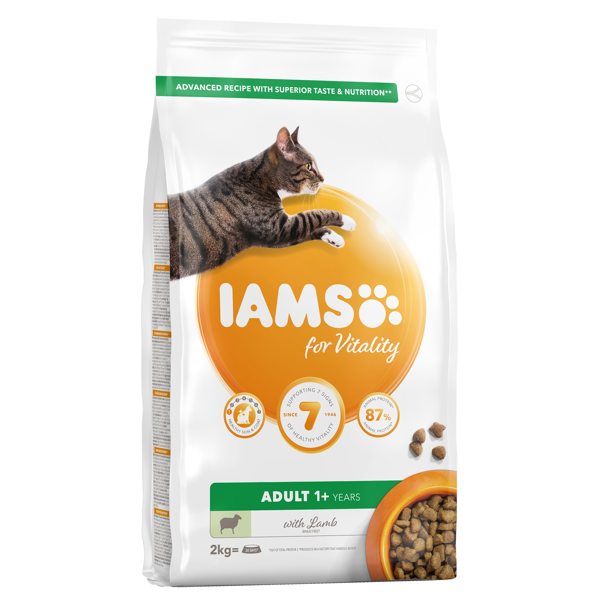 Hrana uscata pentru pisici IAMS Vitality, Adult, Miel, 2Kg