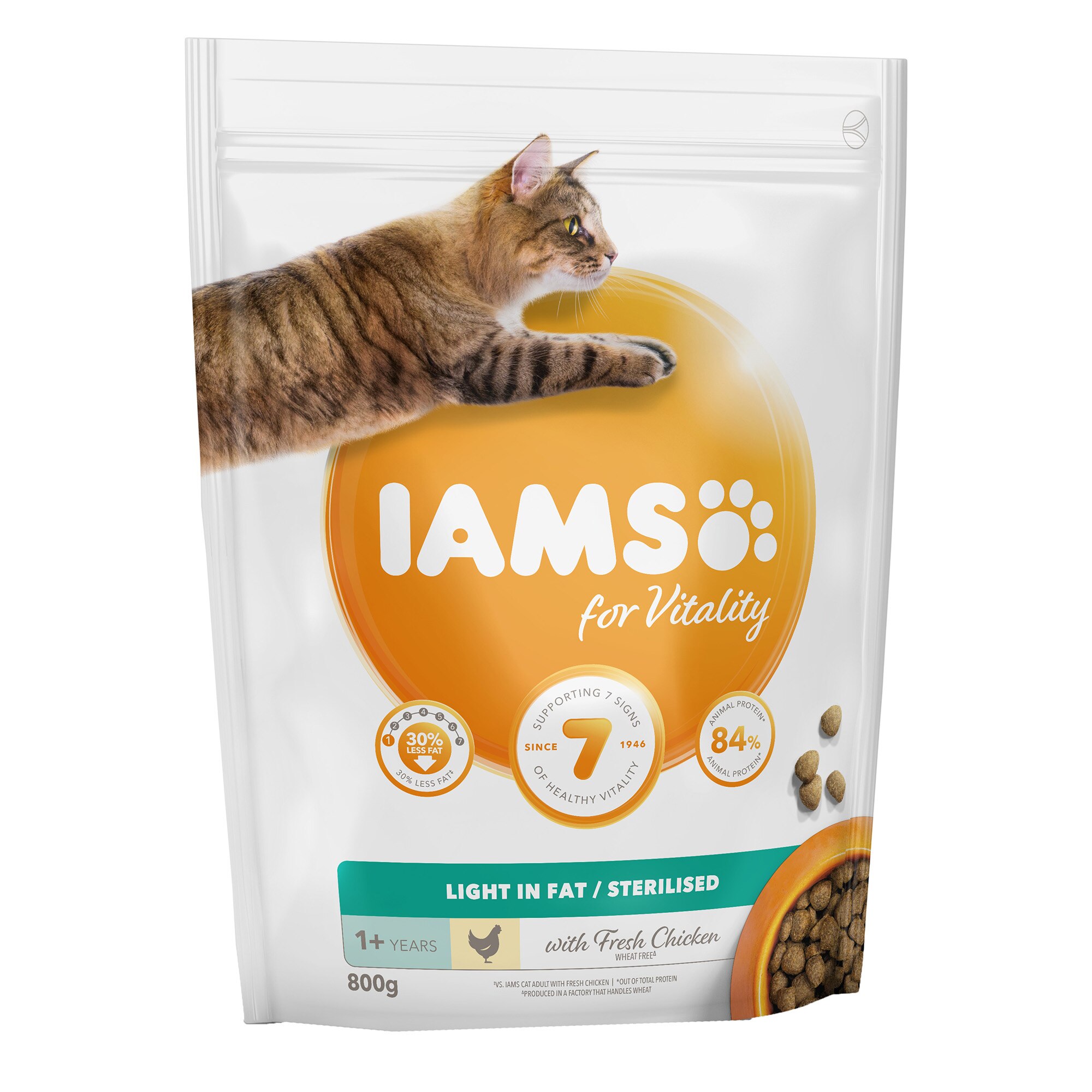 Hrana uscata pentru pisici IAMS Vitality, Light & Sterilized, Pui, 800g