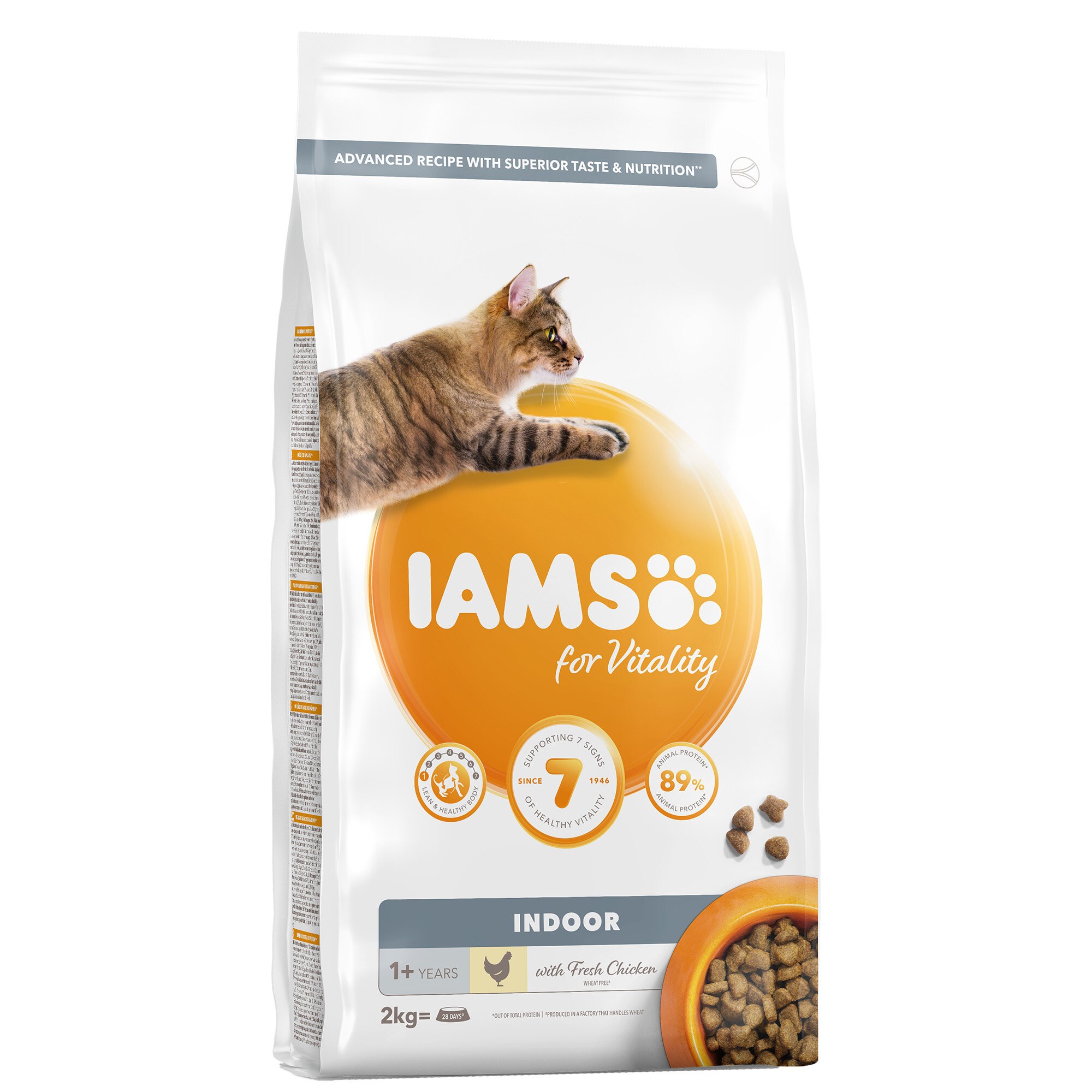 Hrana uscata pentru pisici IAMS Vitality, Indoor, Pui, 2Kg
