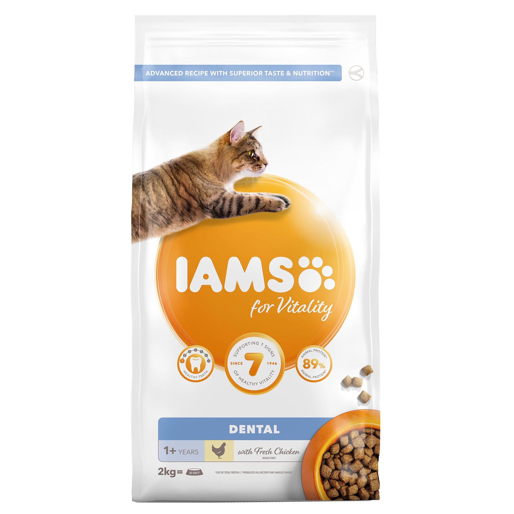 Hrana uscata pentru pisici IAMS Vitality, Dental, Pui, 2kg
