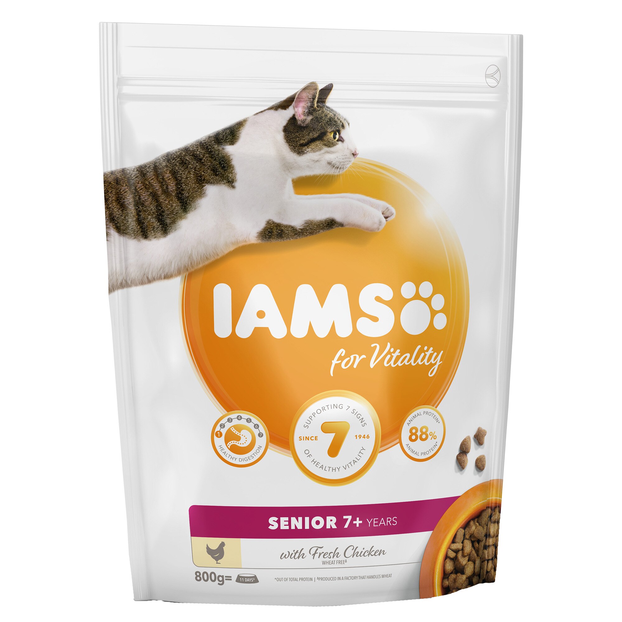 Hrana uscata pentru pisici IAMS Vitality, Senior, Pui, 800g