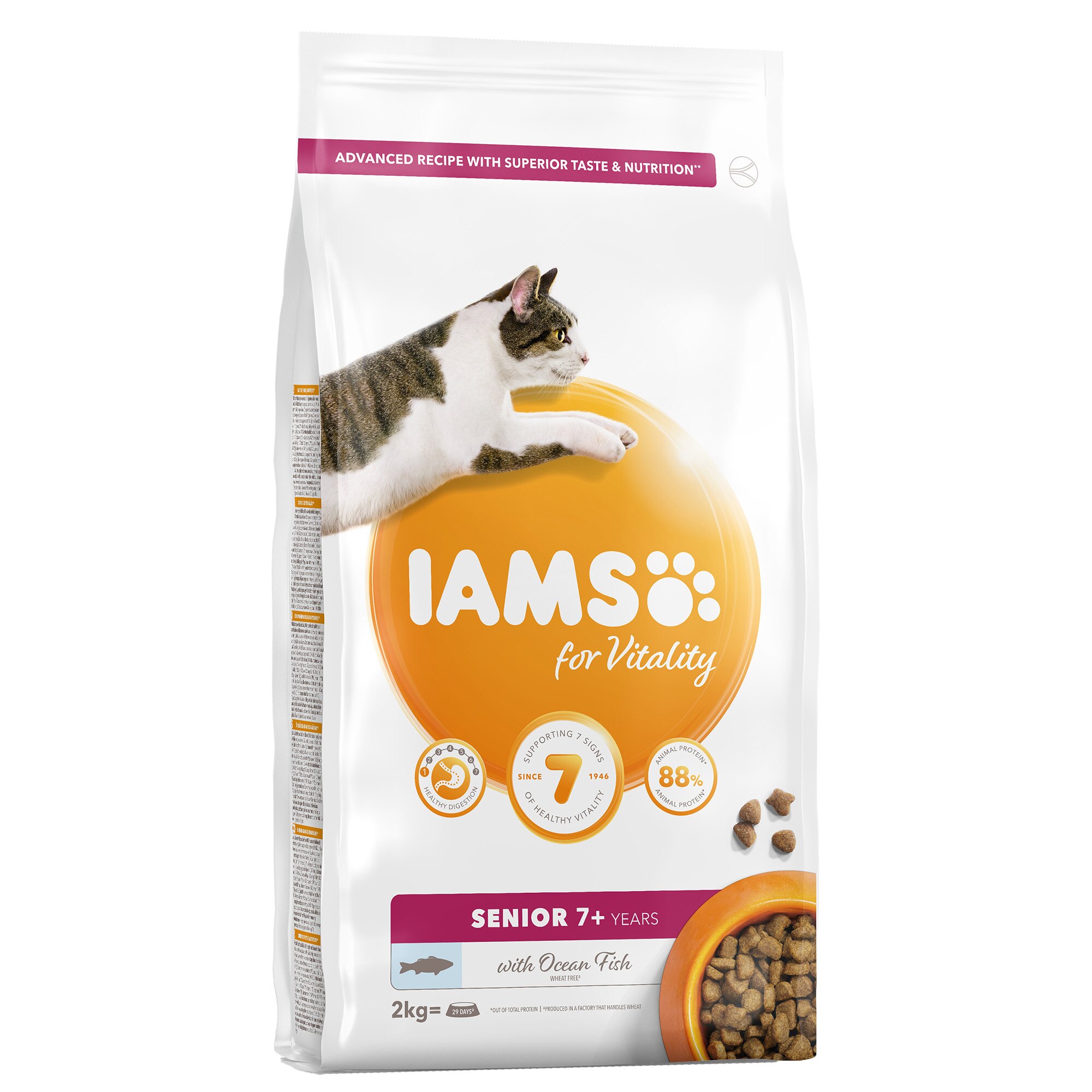 Hrana uscata pentru pisici IAMS Vitality, Senior, Peste Oceanic, 2kg
