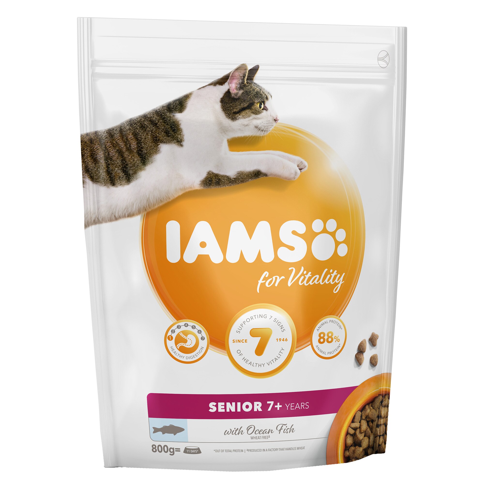 Hrana uscata pentru pisici IAMS Vitality, Senior, Peste Oceanic, 800g