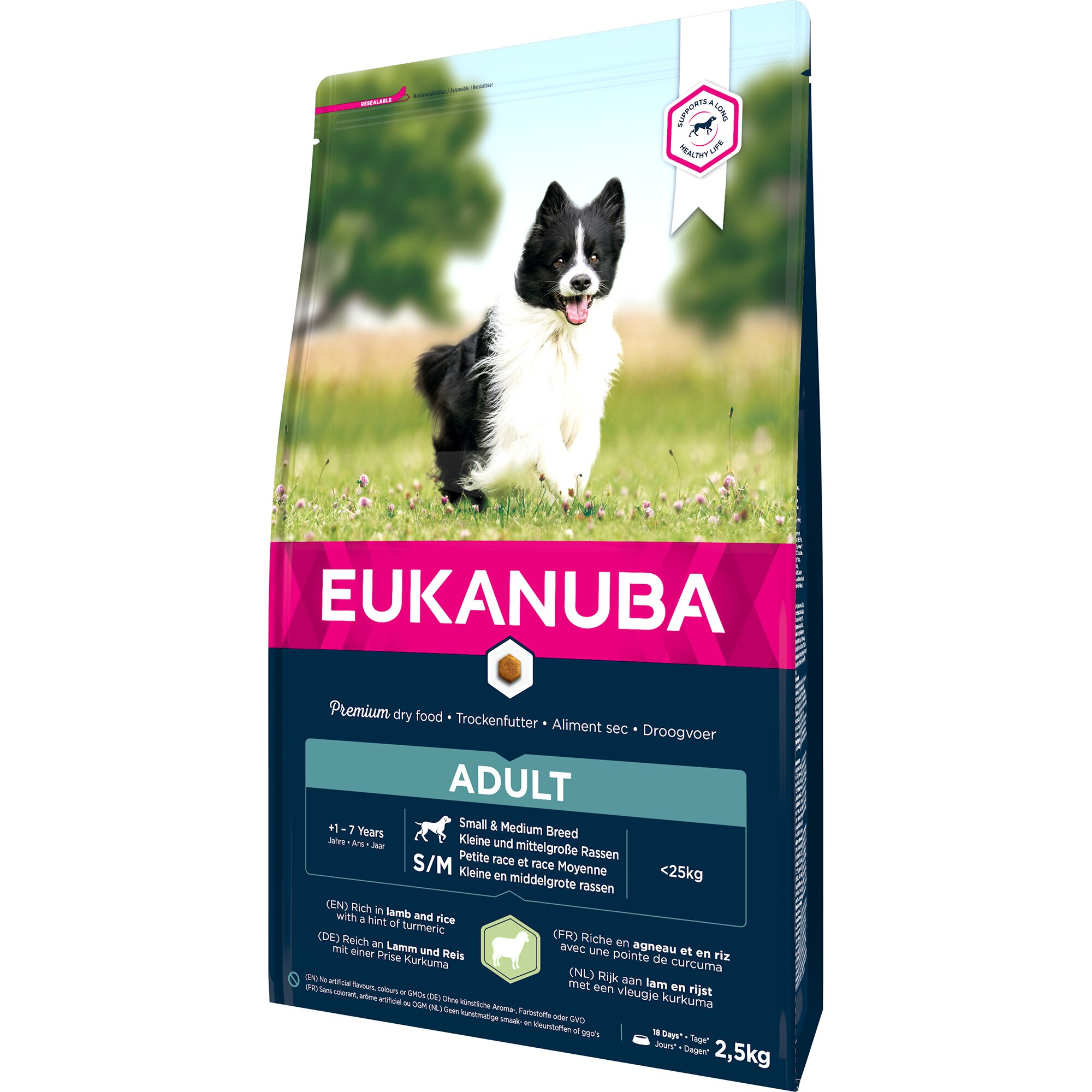 Hrana uscata pentru caini Eukanuba Adult Small & Medium Breed, Miel si Orez, 2.5Kg