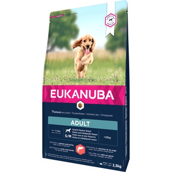 Hrana uscata pentru caini Eukanuba Adult Small & Medium Breed, Somon si Orz, 2.5Kg Hrana uscata pentru caini Eukanuba Adult Small & Medium Breed, Somon si Orz, 2.5Kg