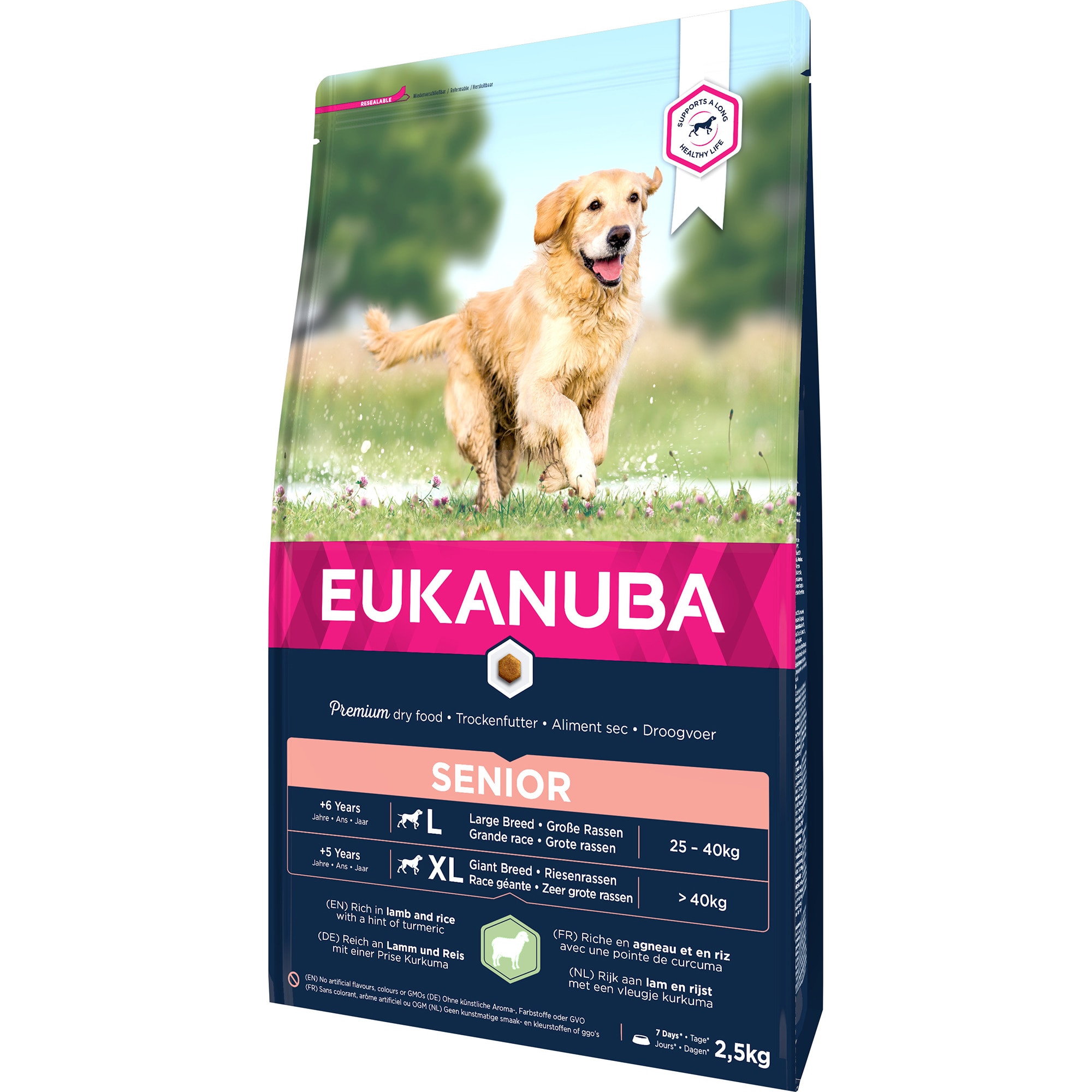 Hrana uscata pentru caini Eukanuba Senior Large Breed, Miel si Orez, 2.5Kg