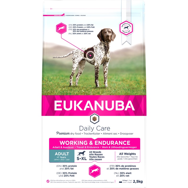 Hrana uscata pentru caini Eukanuba Adult Working & Endurance, 2.5Kg