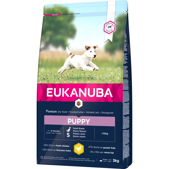 Hrana uscata pentru caini Eukanuba Puppy Small Breed, Pui, 3Kg