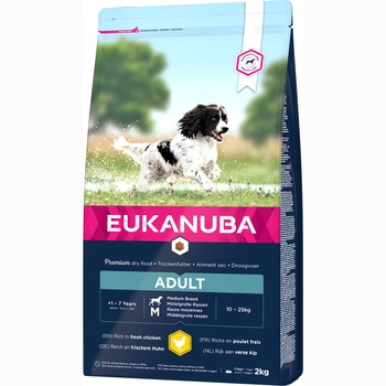 Hrana uscata pentru caini Eukanuba Adult Medium Breed, Pui, 2Kg Hrana uscata pentru caini Eukanuba Adult Medium Breed, Pui, 2Kg