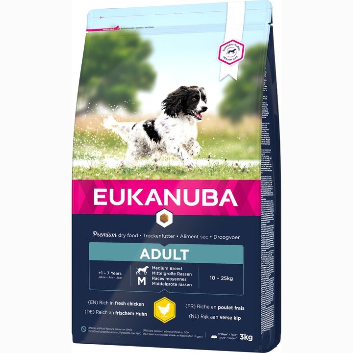 Hrana uscata pentru caini Eukanuba Adult Medium Breed, Pui, 3Kg