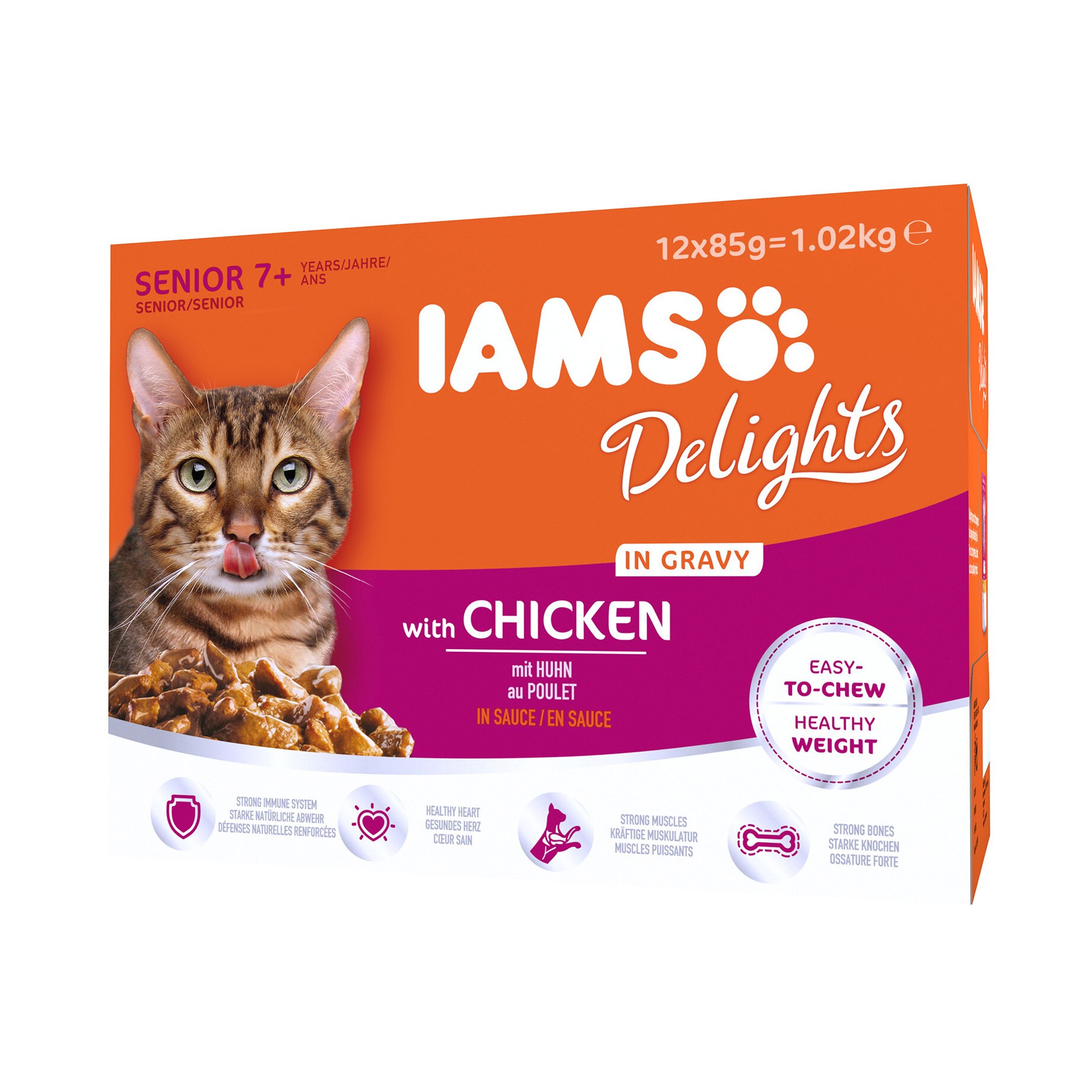 Hrana umeda pentru pisici IAMS Delights Senior, in Sos, 12 x 85g