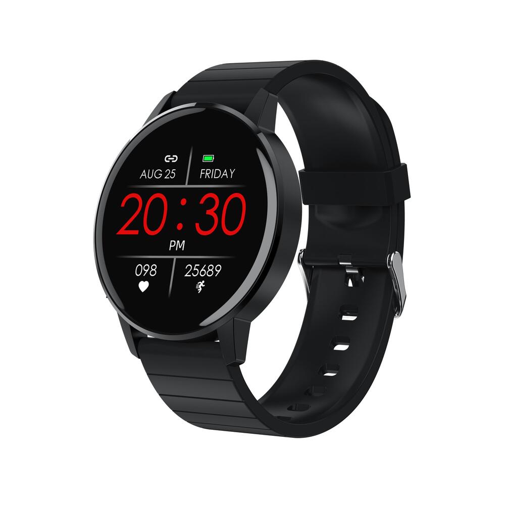 SmartWatch SMARTECH cu Bluetooth, monitorizarea ritmului cardiac, notificari, alarma, functii Fitness S162 Negru