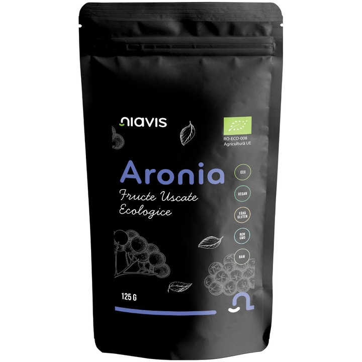 Aronia Fructe Uscate Raw Ecologice 125g