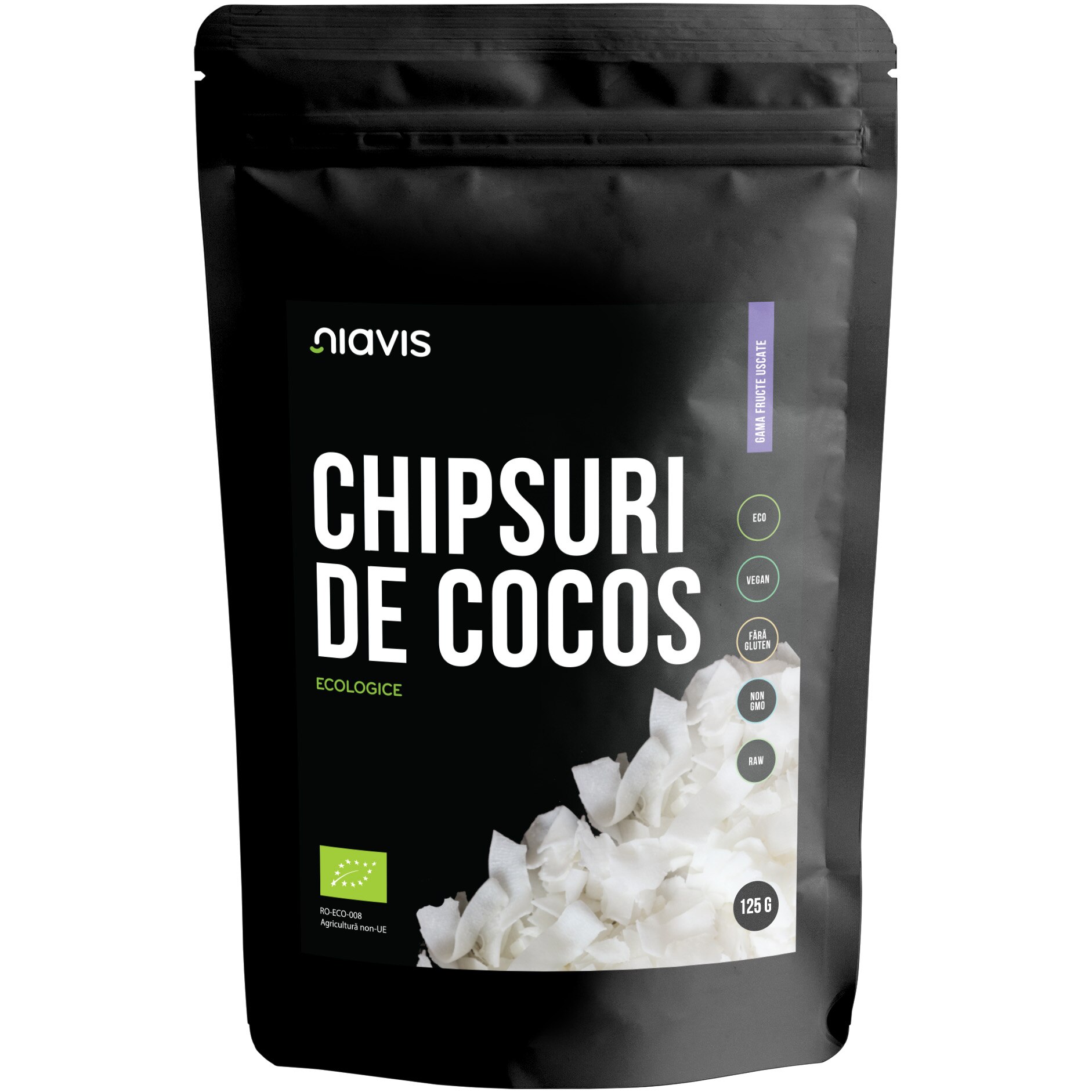 Chipsuri de cocos Niavis Eco, fara gluten, 125g