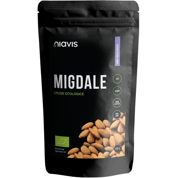 Migdale crude Niavis Eco, fara gluten, 125g