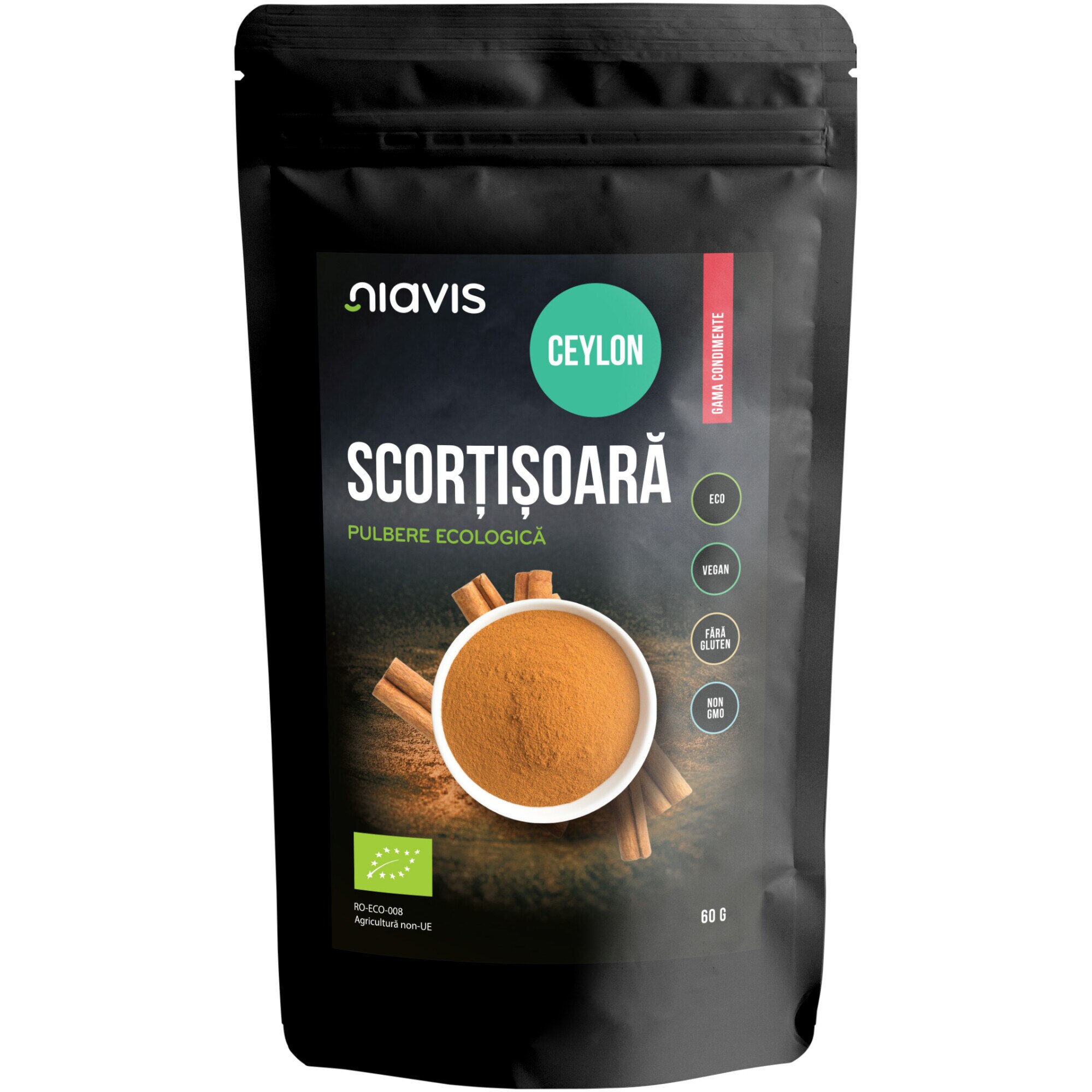 Scortisoara Ceylon pulbere Niavis Eco, fara gluten, 60g
