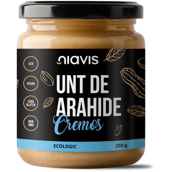 Unt de arahide cremos Niavis Eco, fara gluten, 250g Unt de arahide cremos Niavis Eco, fara gluten, 250g
