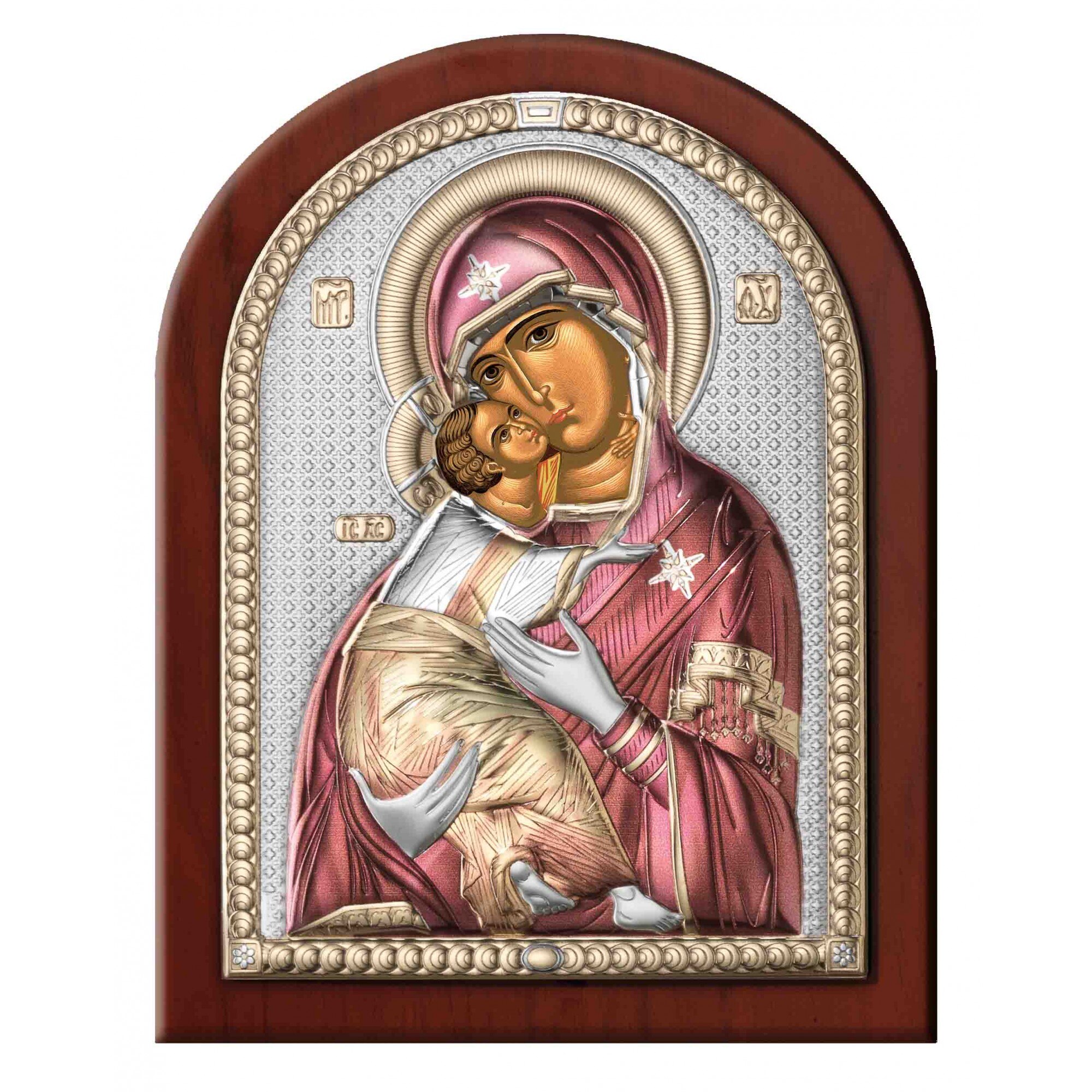 Icoana Maica Domnului Vladimir,ClassGifts, pe Foita de Argint 925 cu Aur color 12x16cm