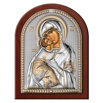 Icoana Maica Domnului Vladimir, ClassGifts, pe Foita de Argint 925 cu Aur 12x16cm Icoana Maica Domnului Vladimir, ClassGifts, pe Foita de Argint 925 cu Aur 12x16cm