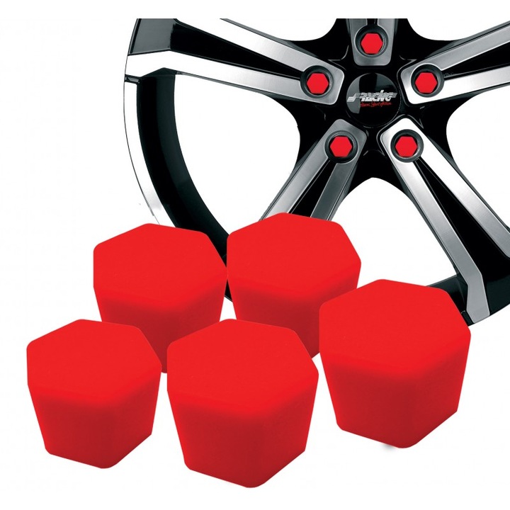 Set capace cauciuc silicon red, marca Simoni Racing, pentru prezoane/piulite, cod CBR/17