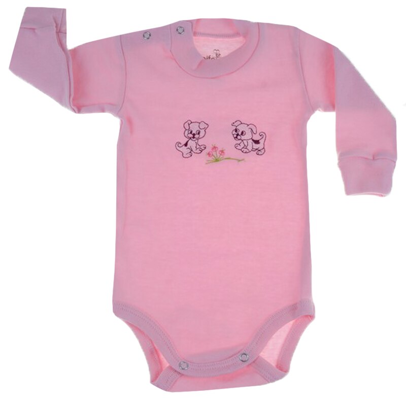 Body cu maneca lunga pentru fete Pifou Model 9 ML9-RZ, Roz, 62-66 cm