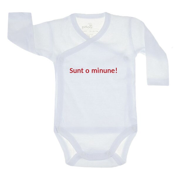 Body cu maneca lunga pentru copii Pifou Model 10 ML M10ML2-A10A, Alb, 66-70 cm