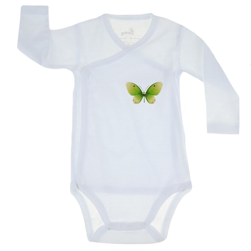 Body cu maneca lunga pentru bebelusi Pifou Model 10 ML10-A5, Alb, 66-70 cm