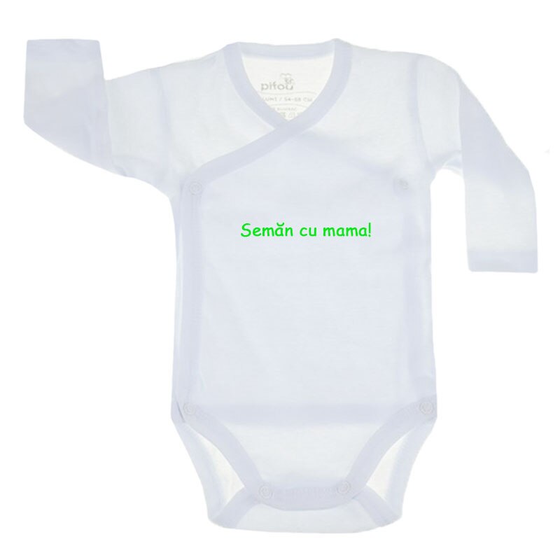 Body cu maneca lunga pentru copii Pifou Model 10 ML M10ML2-A14, Alb, 54-58 cm